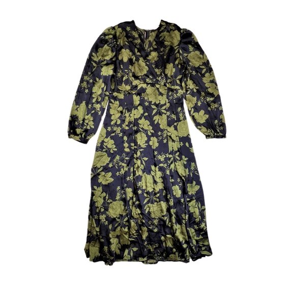 MANGO Long Sleeve Satin Midi Dress (Size 6) - Picture 9 of 9